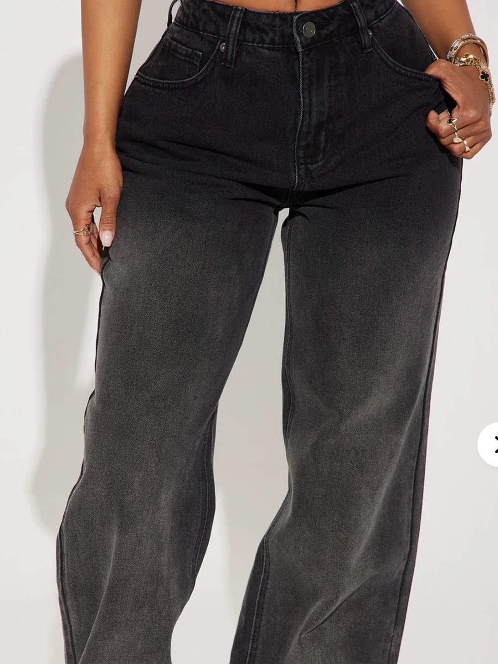 Fahsion Nova Black Ombre Wide-Leg Oversized Jeans